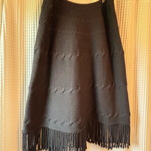 Lands' End Navy Blue Knit Poncho with Fringe